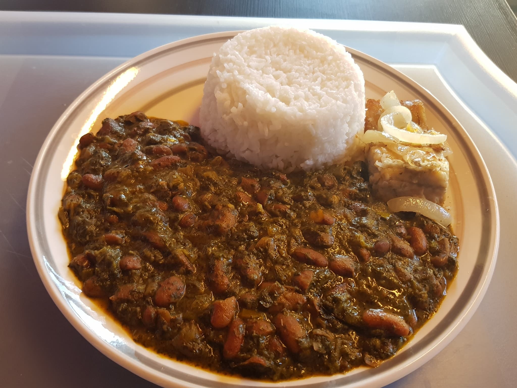 Black bean purée and white rice